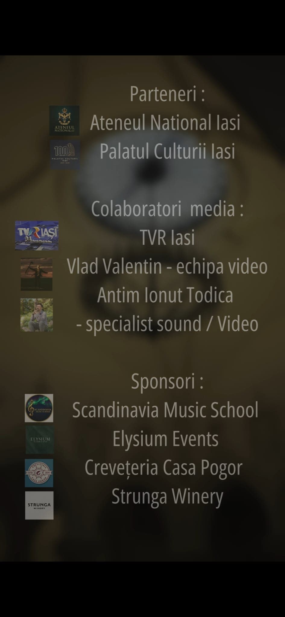 Parteneri și Sponsori — Ateneul Național, Palatul Culturii, TVR Iași, Scandinavia Music School