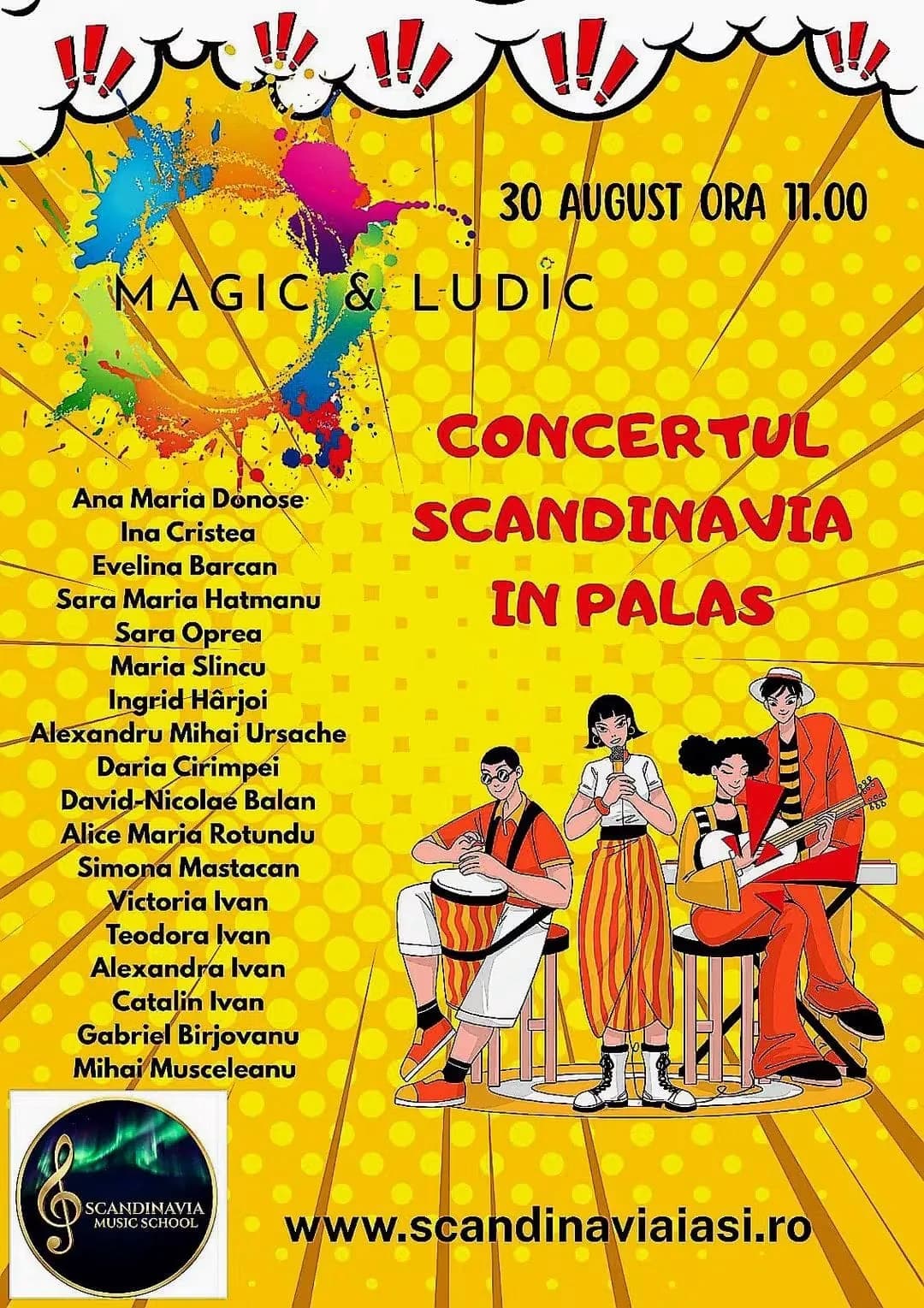 Afis Magic Ludic - concertul SCANDINAVIA Music School la Palas Iasi, 30 august 2026
