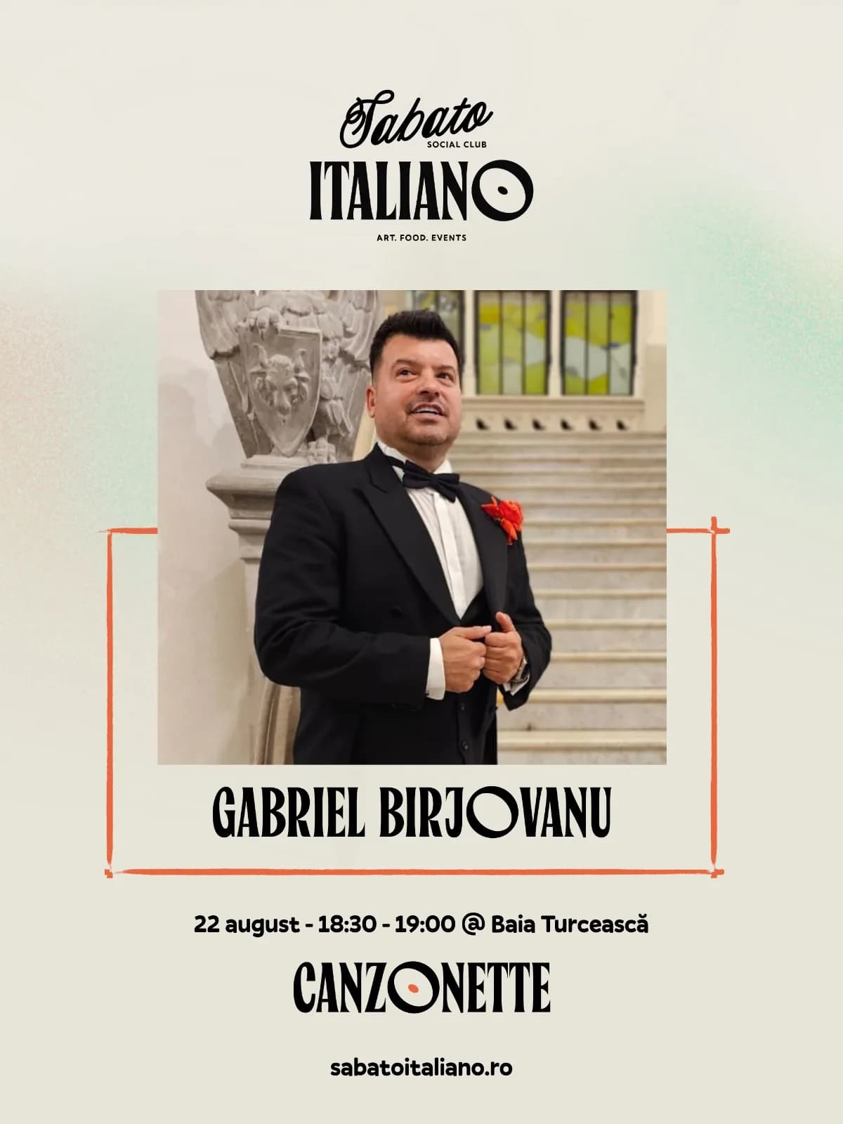 Afis Sabato Italiano - seara de canzonette napolitane, 22 august 2026, Iasi